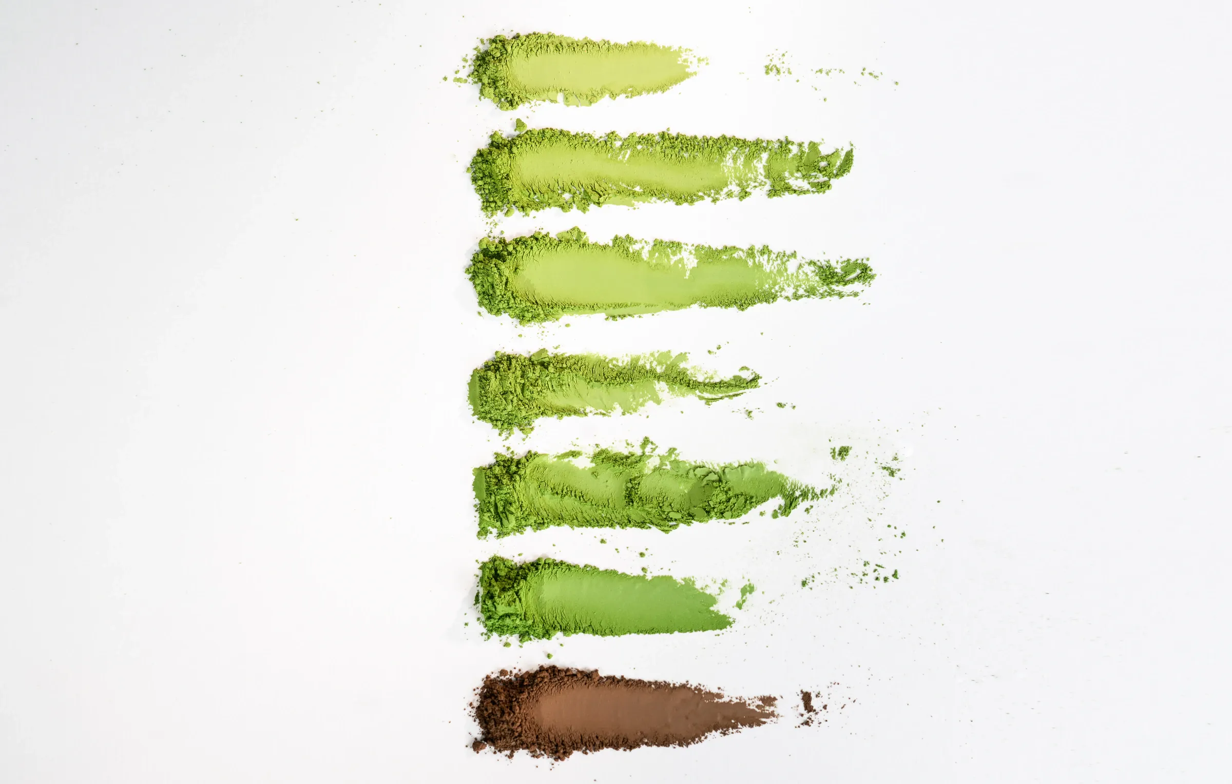 Matcha and hojicha powders presented as ingredient categories