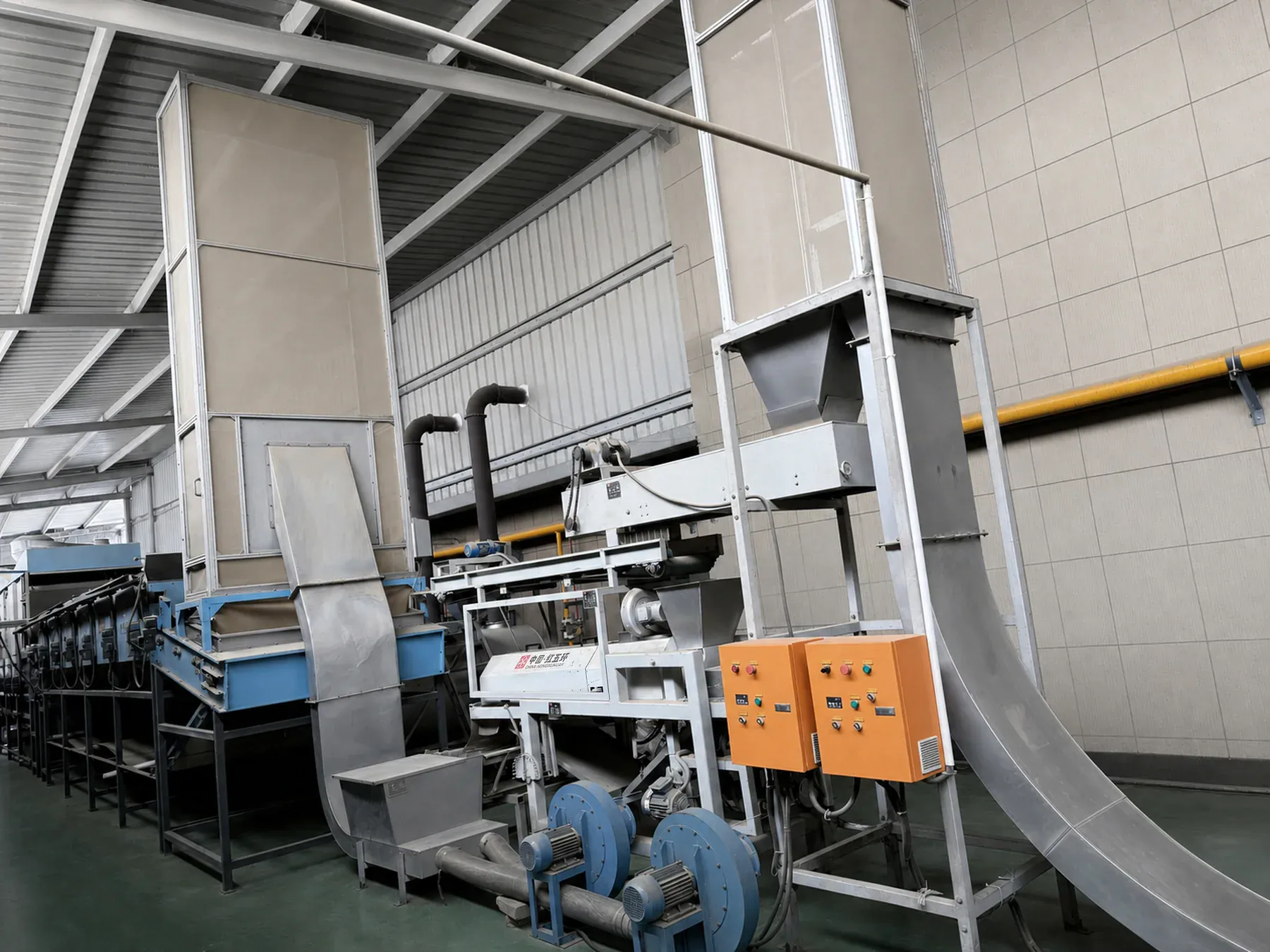 Continuous equipment on a tencha production line